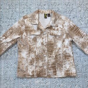 Sportelle Animal Print Tan and White Women's Jacket Petite Large